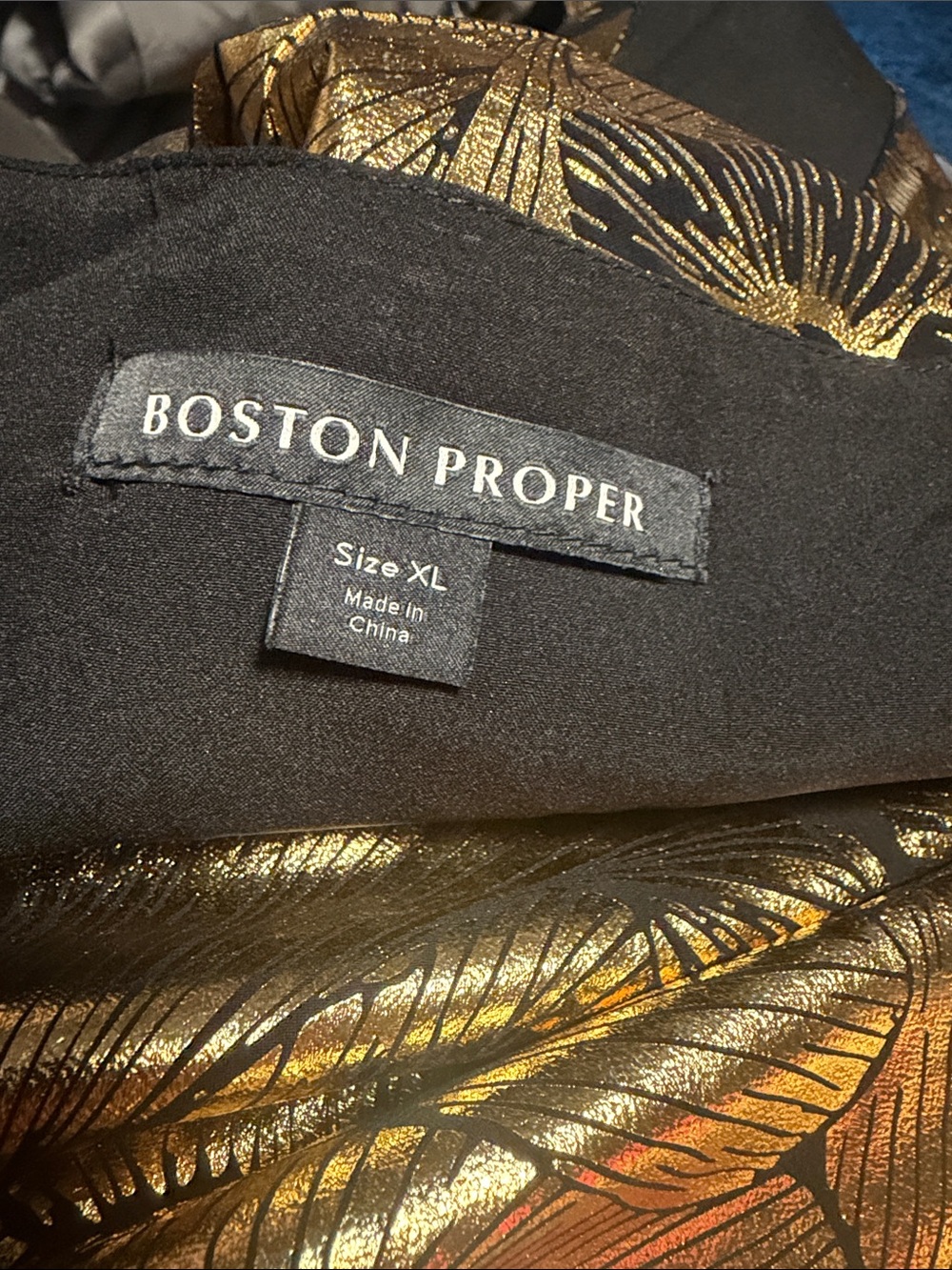 Boston Proper Black and Gold Marble-Print Spaghetti-Strap Maxi Dress - Picture 2 of 3